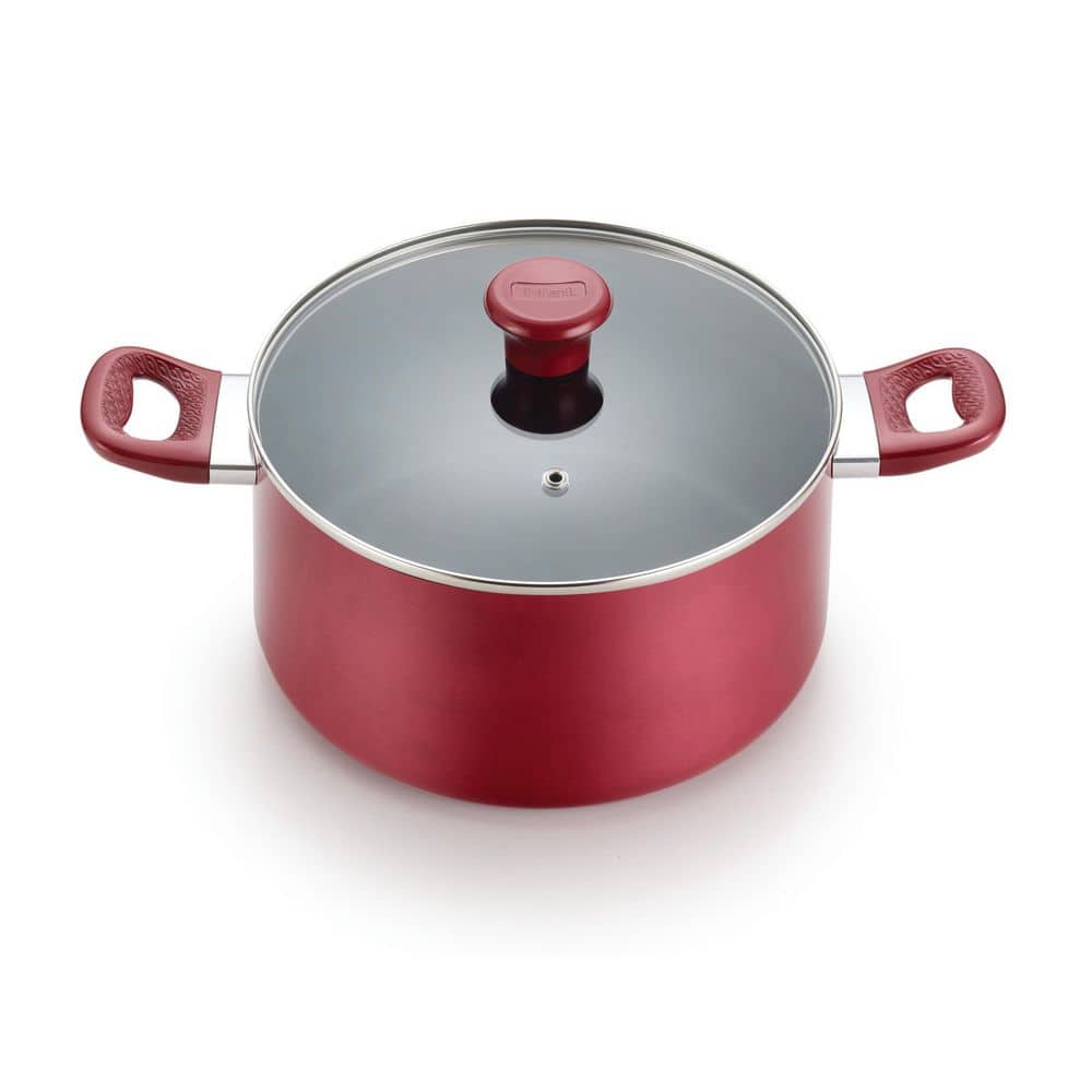 Excite 14-Piece Aluminum Non Stick Cookware Set in Red