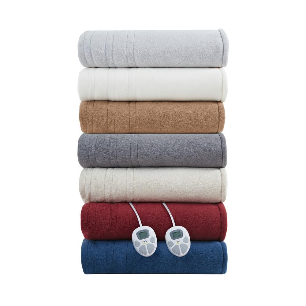 Serta Fleece to Sherpa Blue Fleece Twin Electric Blanket