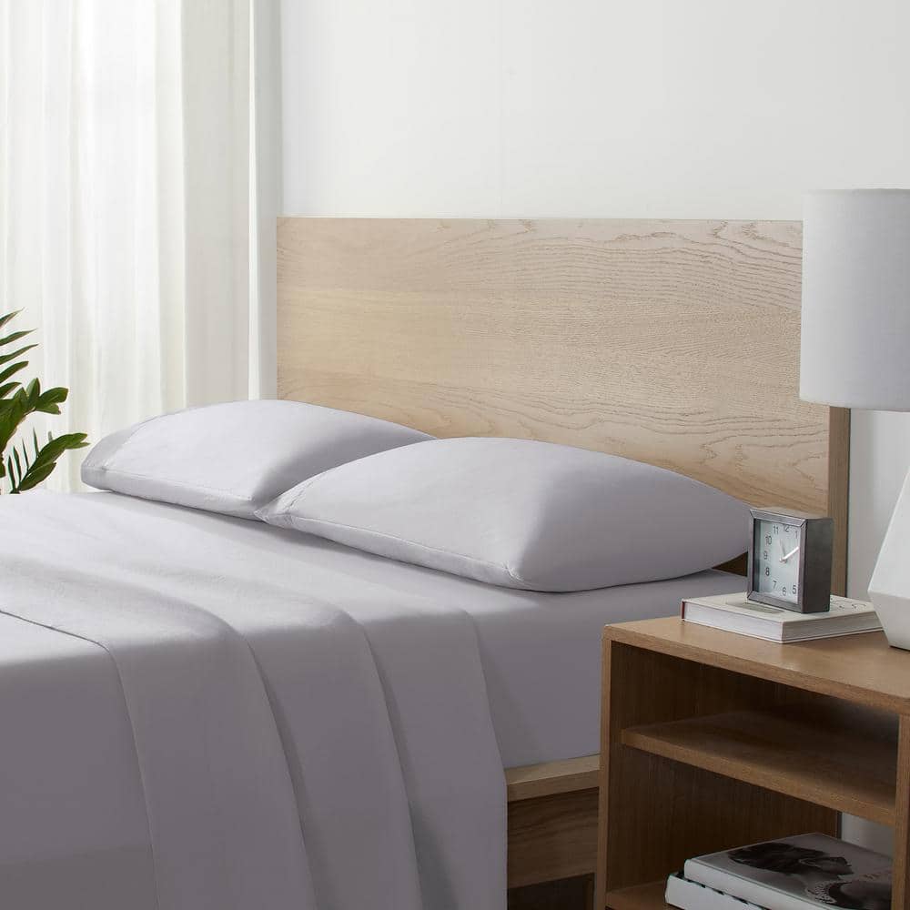 Serta Supersoft 4-Piece Light Grey Solid Polyester Full Washed Cooling Sheet Set