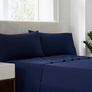 Simply Clean 3-Piece Navy Solid 300-Thread Count Microfiber Twin XL Sheet Set