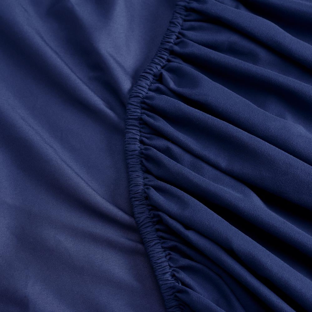 Simply Clean 3-Piece Navy Solid 300-Thread Count Microfiber Twin XL Sheet Set