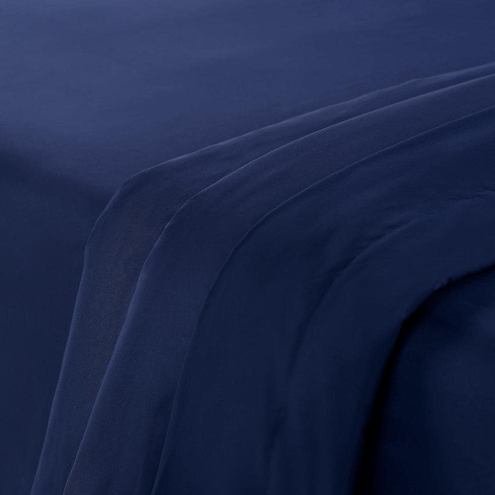Simply Clean 3-Piece Navy Solid 300-Thread Count Microfiber Twin XL Sheet Set