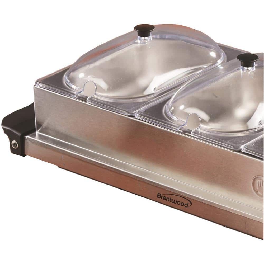 4.5 Qt. Silver Buffet Server with 3 Crocks