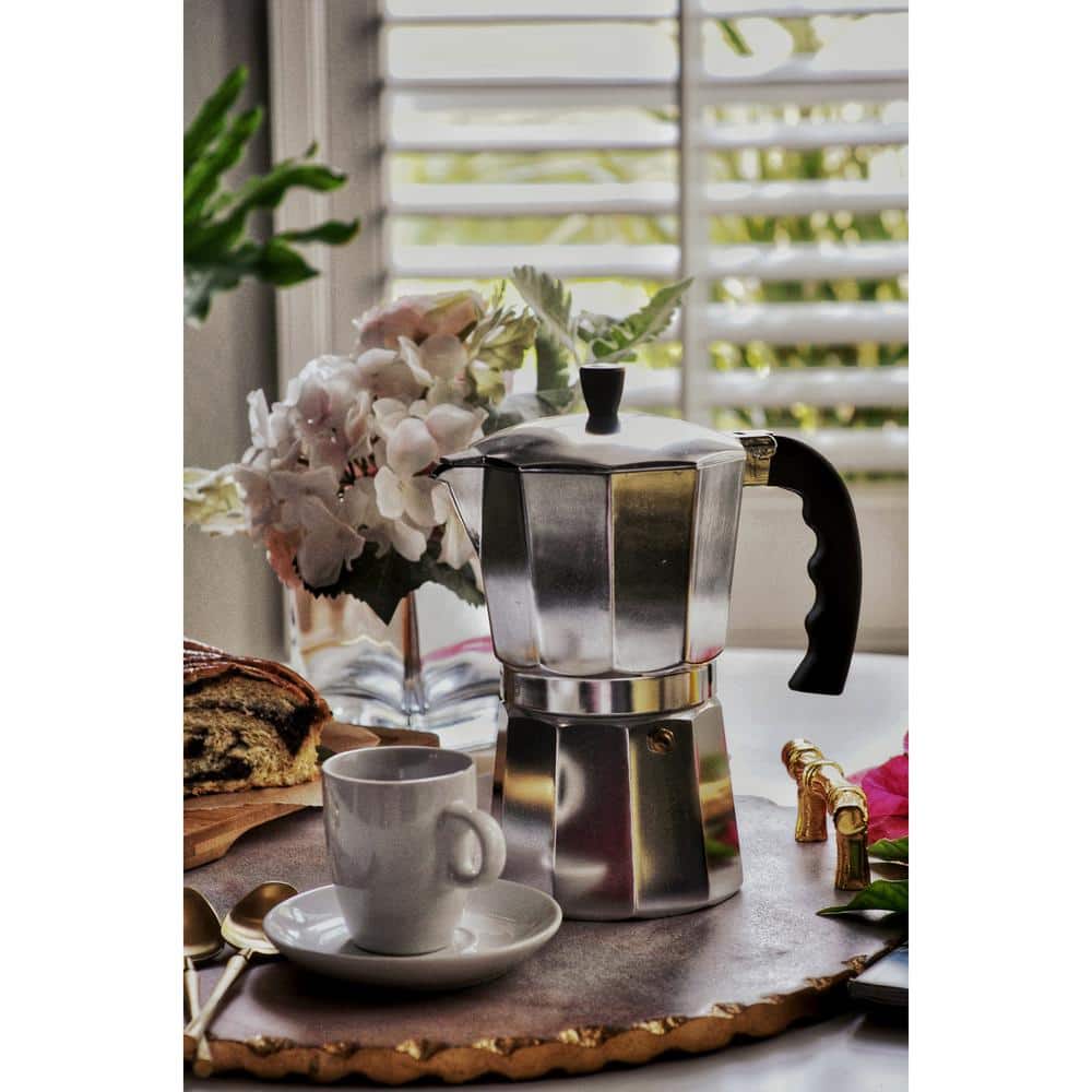 IMUSA 6-Cup Aluminum Coffee Maker with Pour Spout in Silver