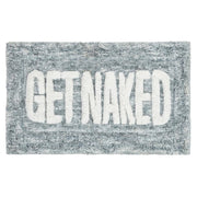 Get Naked 20 in. x 32 in. Teal Green Typography Polyester Rectangle Bath Rug