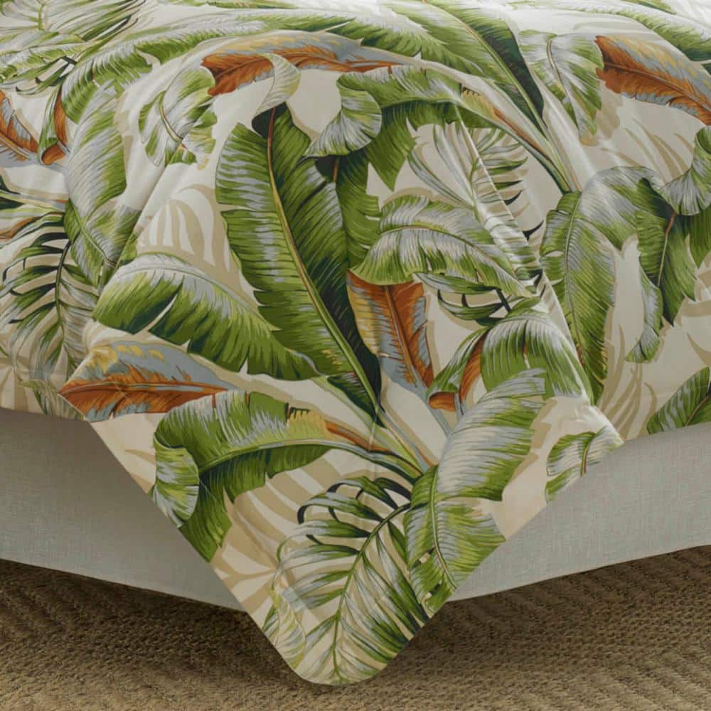 Palmiers 4-Piece Green Botanical Cotton California King Comforter Set