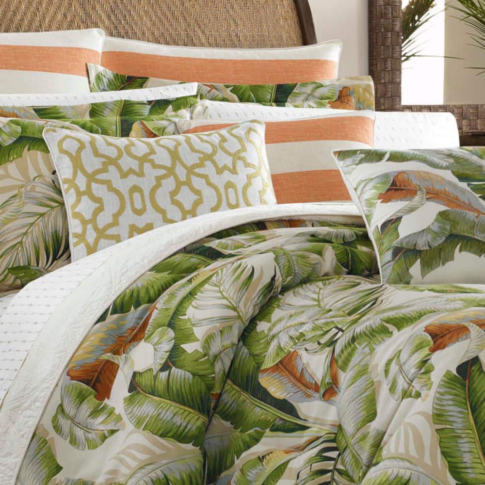 Palmiers 4-Piece Green Botanical Cotton California King Comforter Set