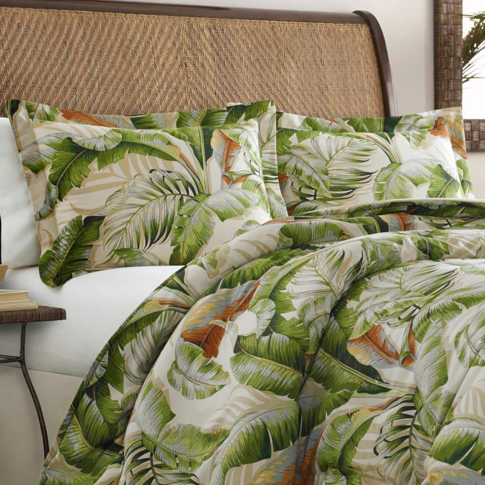 Palmiers 4-Piece Green Botanical Cotton California King Comforter Set