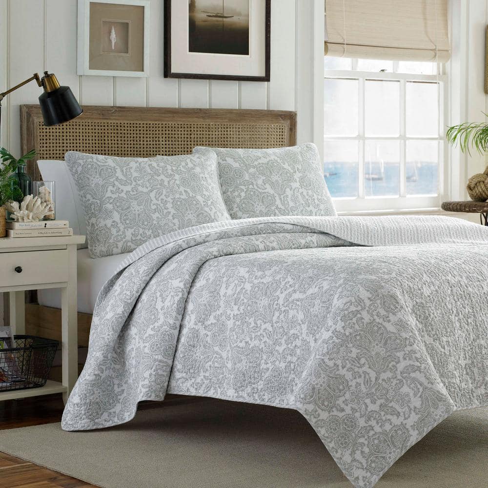 Island Memory 2-Piece Gray Cotton Twin Quilt Set