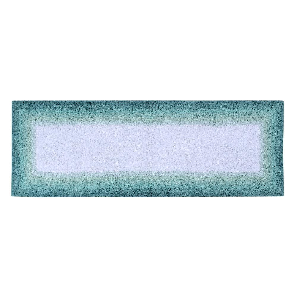 Torrent Collection Turquoise 20 in. x 60 in. 100% Cotton Bath Rug
