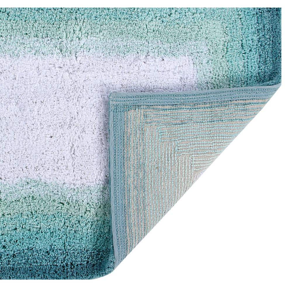 Torrent Collection Turquoise 20 in. x 60 in. 100% Cotton Bath Rug