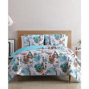 Eiffel 3-Piece Blue Reversible Microfiber King Quilt Set