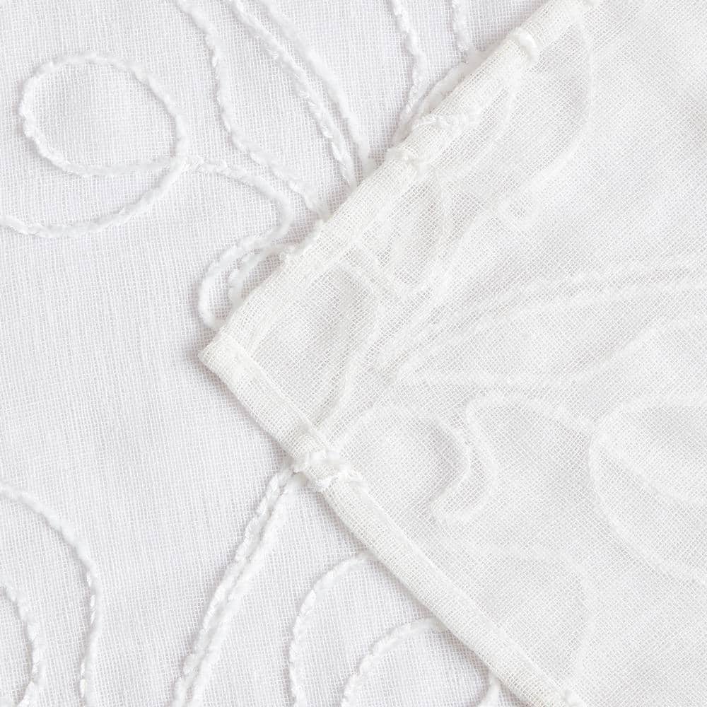 Stella 70 in. x 72 in. White Embroidered Shower Curtain