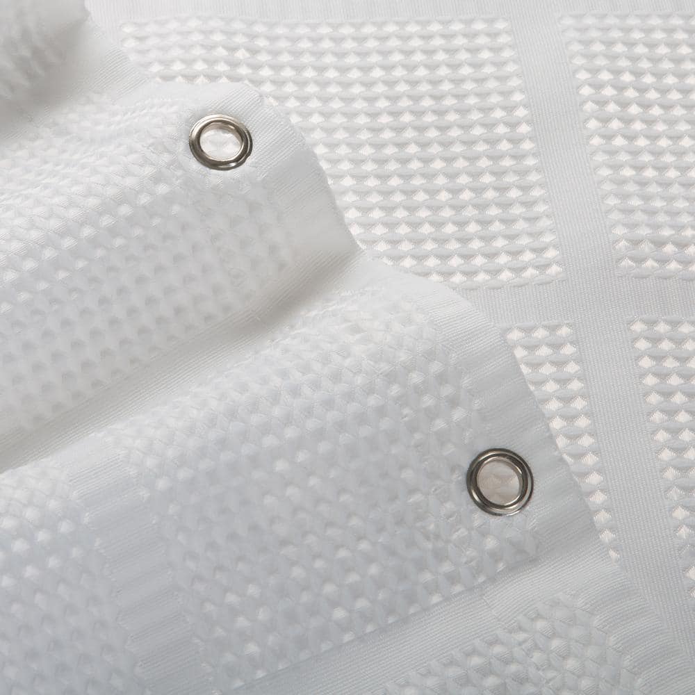 Elle Decor Jacquard Solid Weave White 70 in x 72 in Shower Curtain