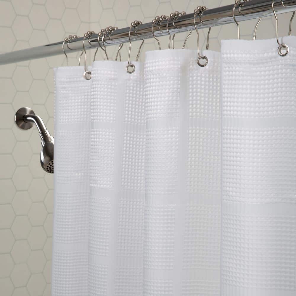 Elle Decor Jacquard Solid Weave White 70 in x 72 in Shower Curtain
