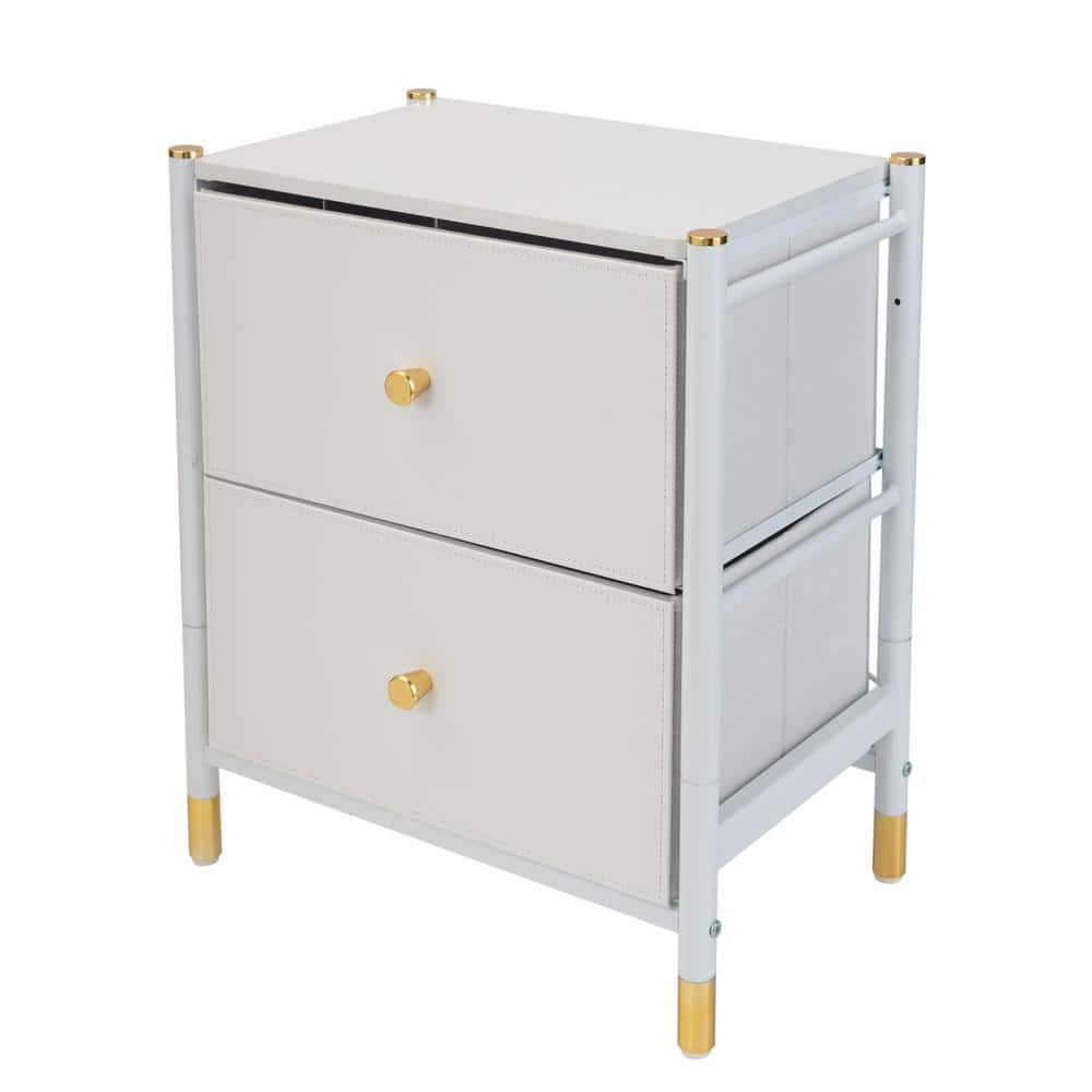2-Drawer Luxury Nightstand in White