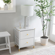 2-Drawer Luxury Nightstand in White
