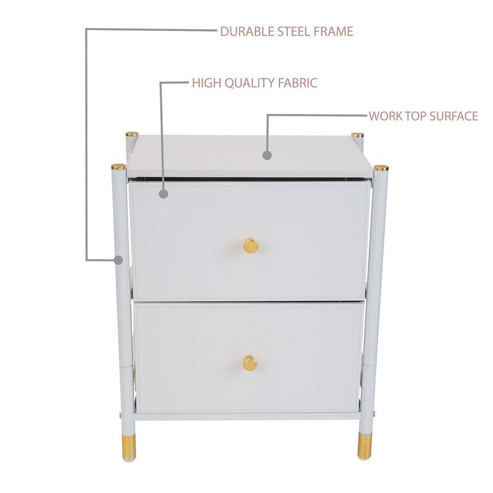 2-Drawer Luxury Nightstand in White