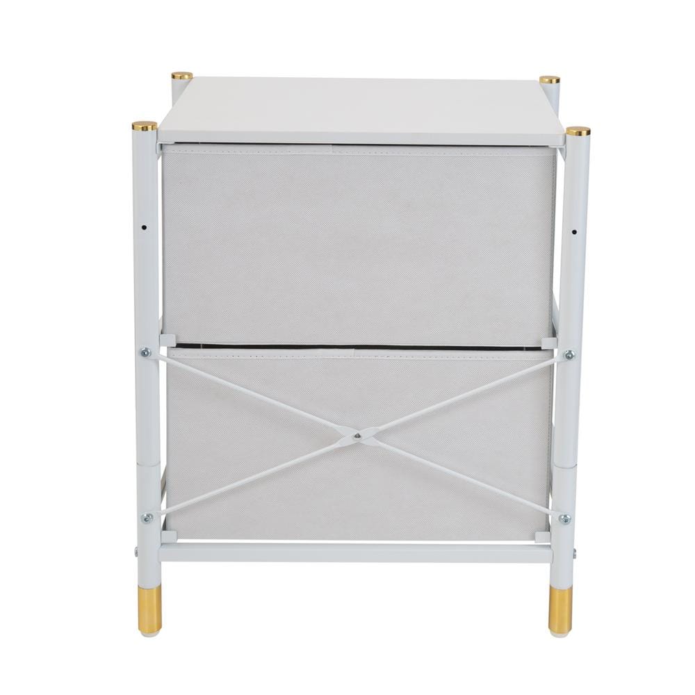 2-Drawer Luxury Nightstand in White