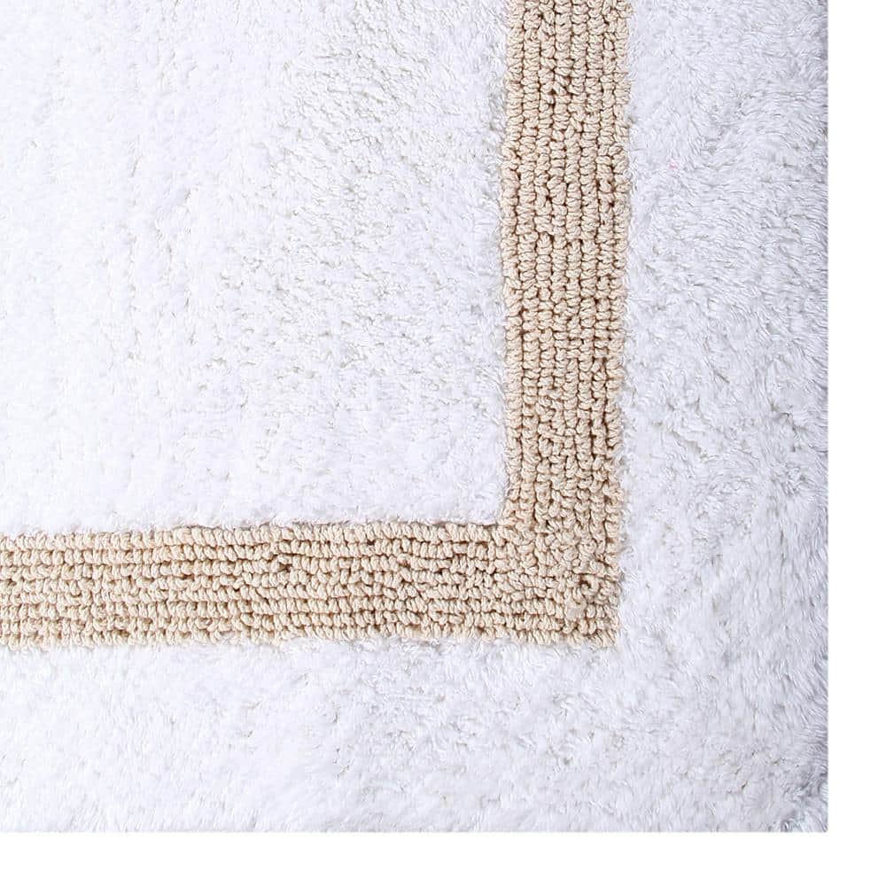 Hotel Collection White/Sand 21" x 34" 100% Cotton Bath Rug