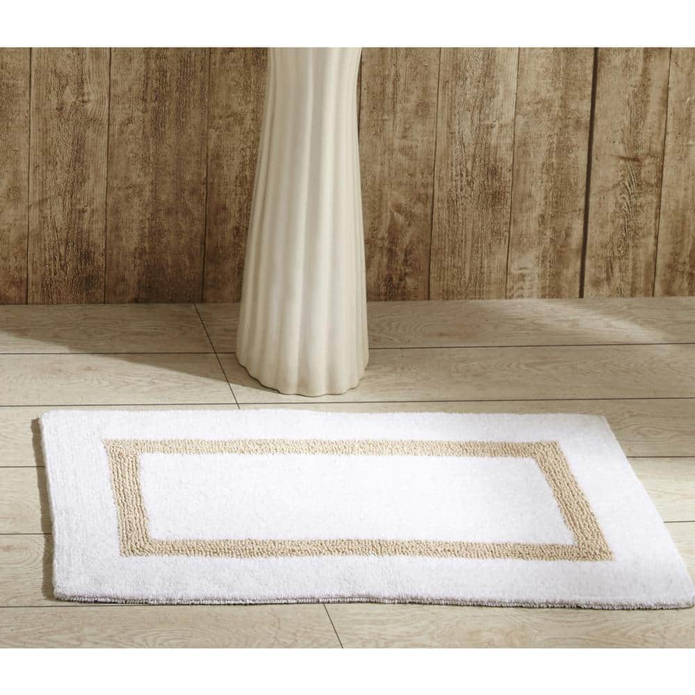 Hotel Collection White/Sand 21" x 34" 100% Cotton Bath Rug