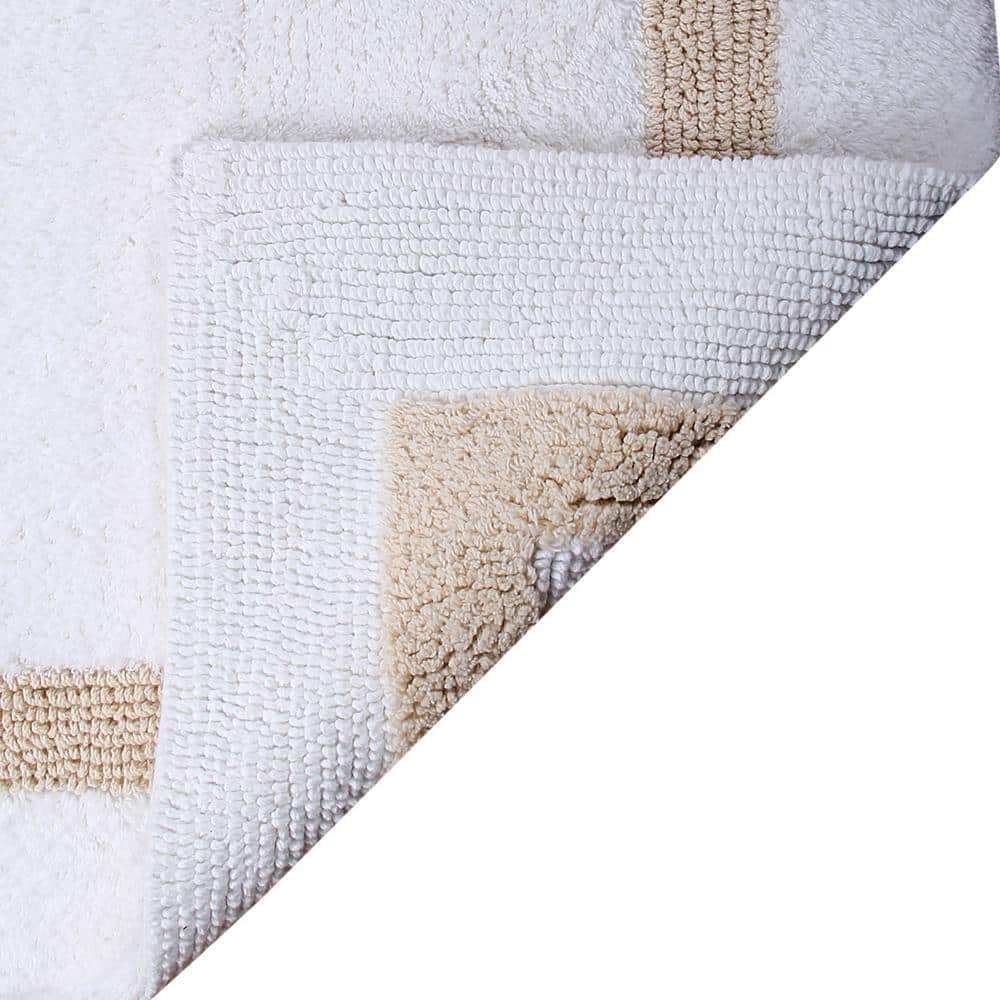 Hotel Collection White/Sand 21" x 34" 100% Cotton Bath Rug