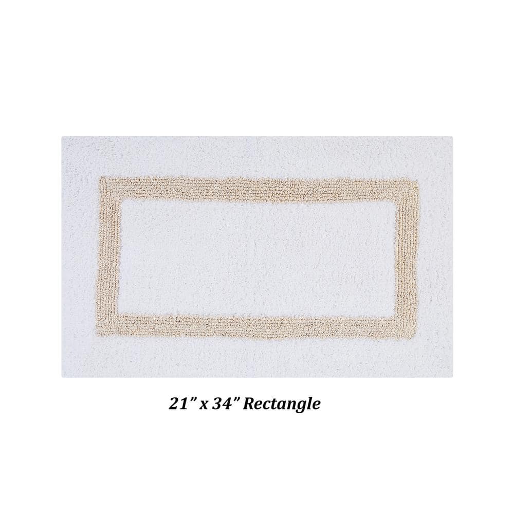 Hotel Collection White/Sand 21" x 34" 100% Cotton Bath Rug