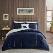 Alton Polyester Navy/Ivory Full/Queen Berber Comforter Set
