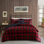 Alton Polyester Red/Black Buffalo Check Full/Queen Berber Comforter Set